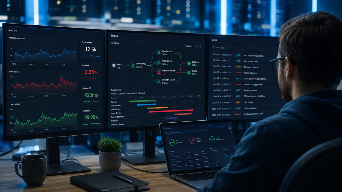 Observabilidad: logs, métricas y trazas para entender un sistema por dentro