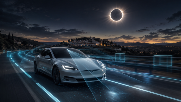 Tesla FSD sigue avanzando en España: un coche de pruebas grabó el eclipse mientras Europa decide su futuro